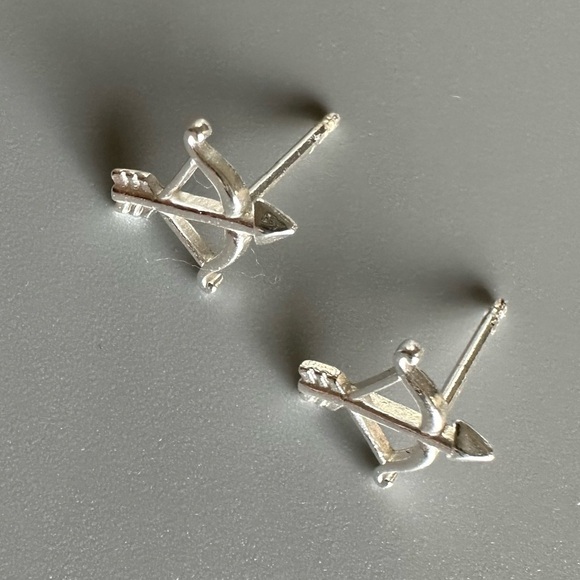 Sterling Silver Bow and Arrow Tiny Studs - Picture 5 of 9